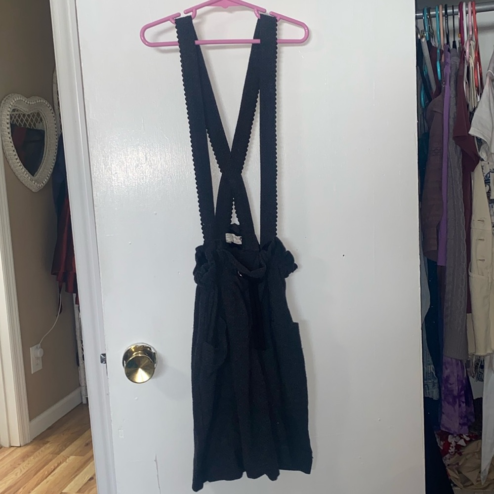 zara gray overall skirt